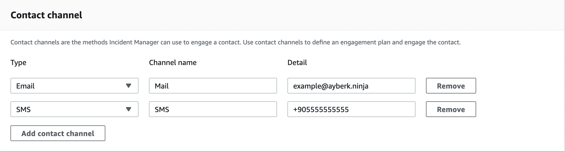 AWS Incident Manager Contact Detail