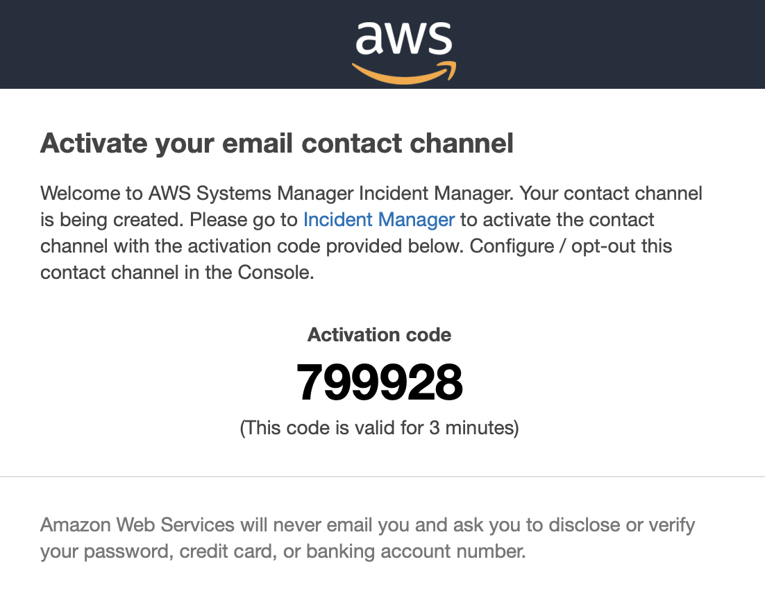 AWS Incident Manager Contact Verification