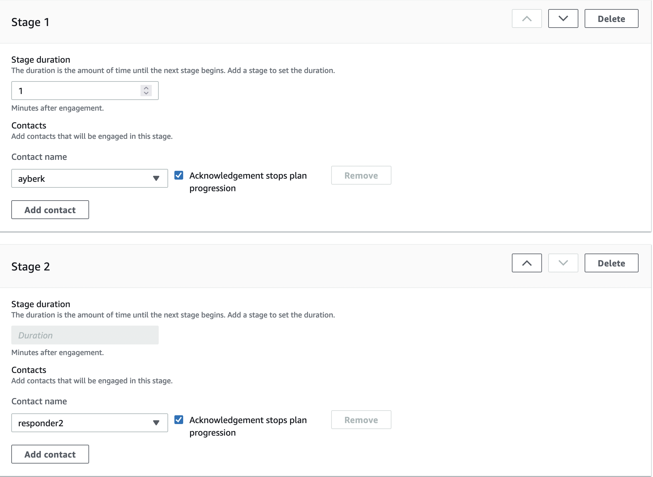 AWS Incident Manager Escalation Stages
